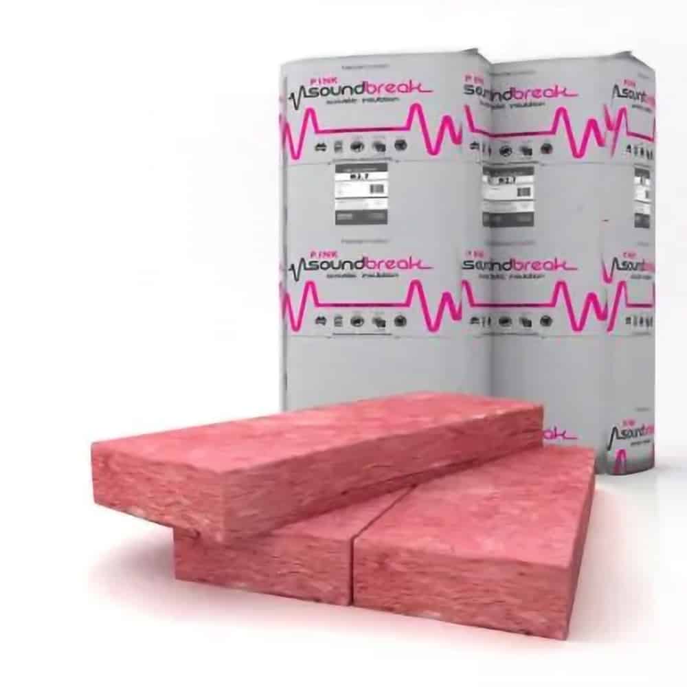 Pink Soundbreak insulation batts for thermal and acoustic insulation in buildings